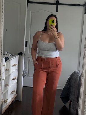 Jules & Leopold Wide-Leg Pants in Terracotta Orange